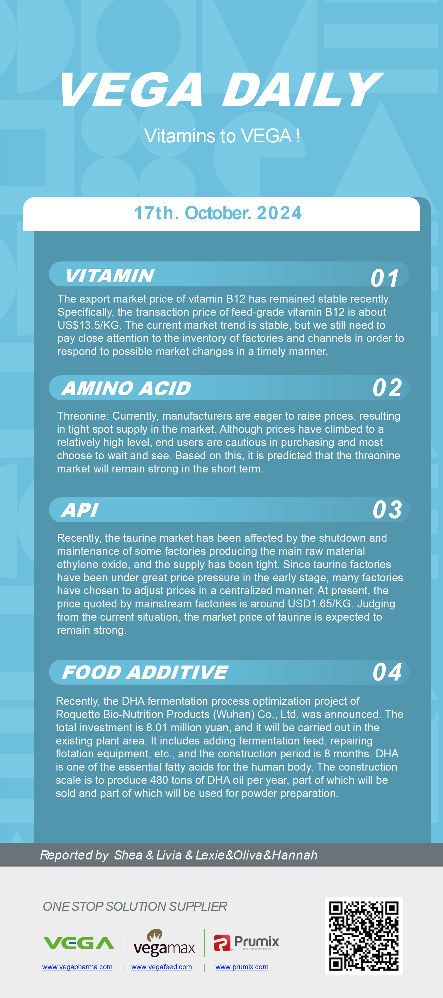 Vega Daily Dated on Oct 17th 2024 Vitamin Amino Acid APl Food Additives.png